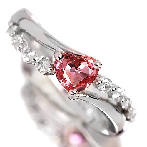 ハートシェイプパパラチアサファイア 0.584ct ダイヤモンド 0.16ct