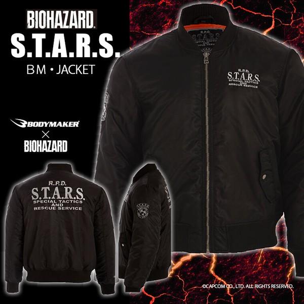 BIOHAZARD S.T.A.R.S. BMジャケット Type.MA-1 (バイオハザード メンズ 防寒アウター ミリタリー仕様 ブルゾン ブラック 黒 カプコン）｜premium-pony｜02