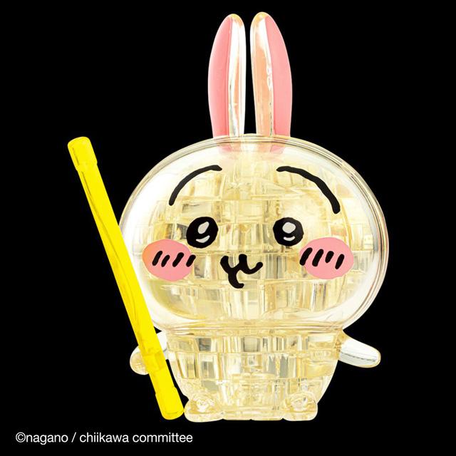 2色に光る　ちいかわウサギ立体パズル改造品 ちいかわクリスタルパズル「うさぎ（18ピース）」ディスプレイライト
