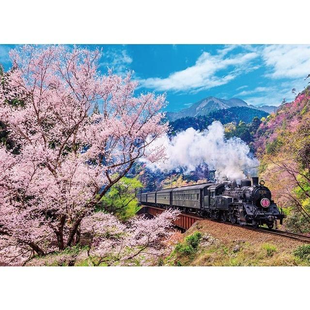 ジグソー日本の風景「 大井川鐡道と桜」 フレームセット（600P）パズル