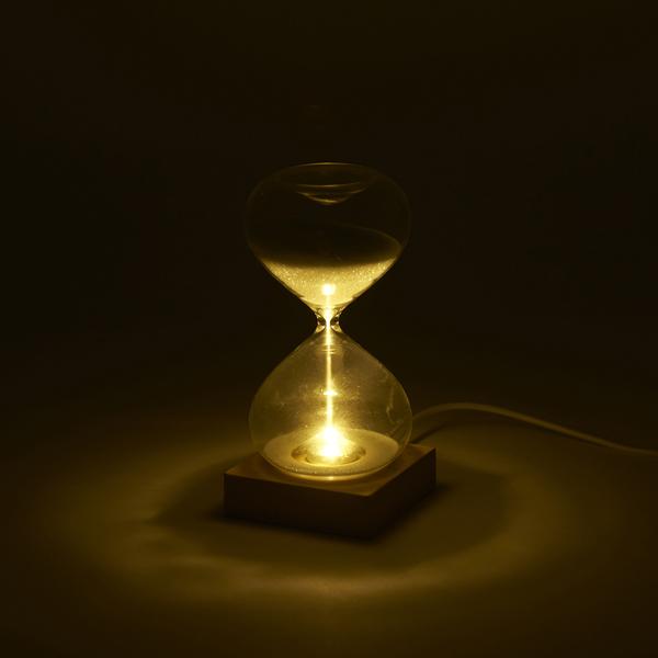 砂時計LEDライト付15分計 (卓上インテリア ガラス小物 光る砂時計
