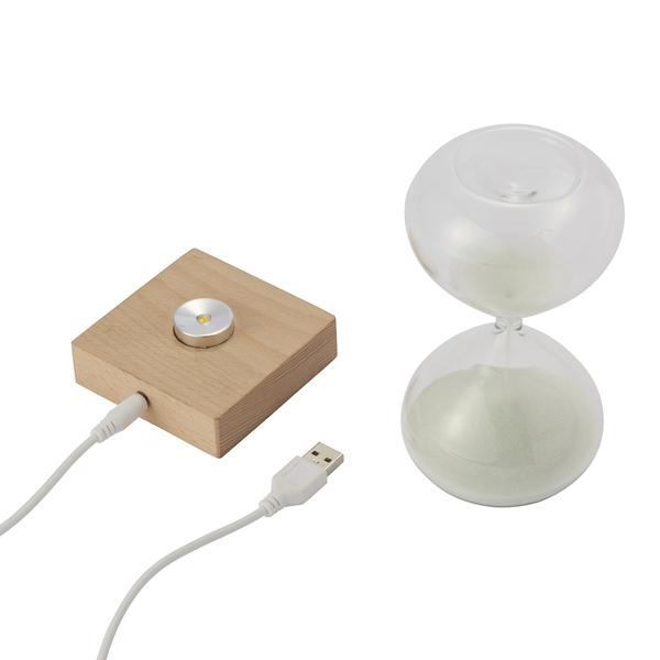 砂時計LEDライト付15分計 (卓上インテリア ガラス小物 光る砂時計