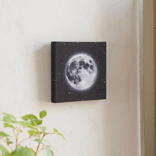 LEDキャンバスアート「月」 (LEDインテリア雑貨 月の照明雑貨 星空の