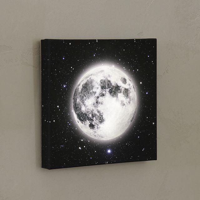 LEDキャンバスアート「月」 (LEDインテリア雑貨 月の照明雑貨 星空の