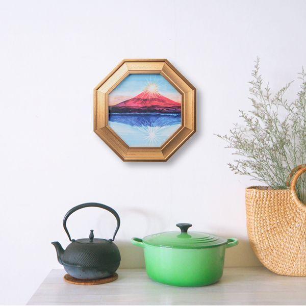 風水アート「三徳富士〜紅白霊峰図〜」 (風水インテリア 開運祈願