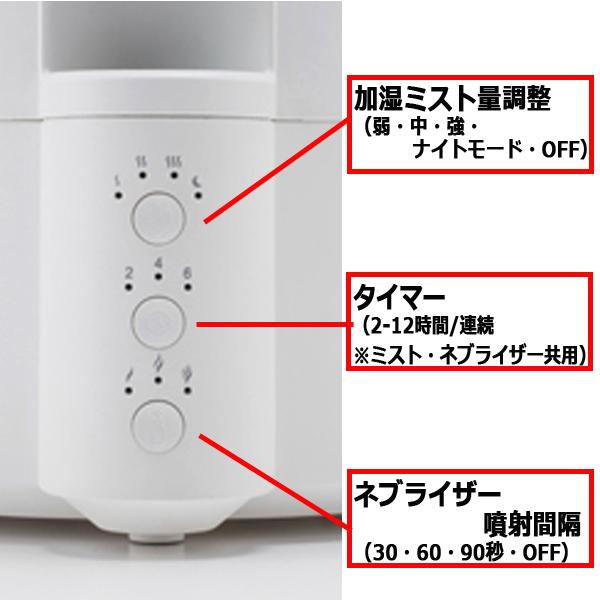 ネブライザー式アロマディフューザー搭載超音波加湿器[4L]（超音波式
