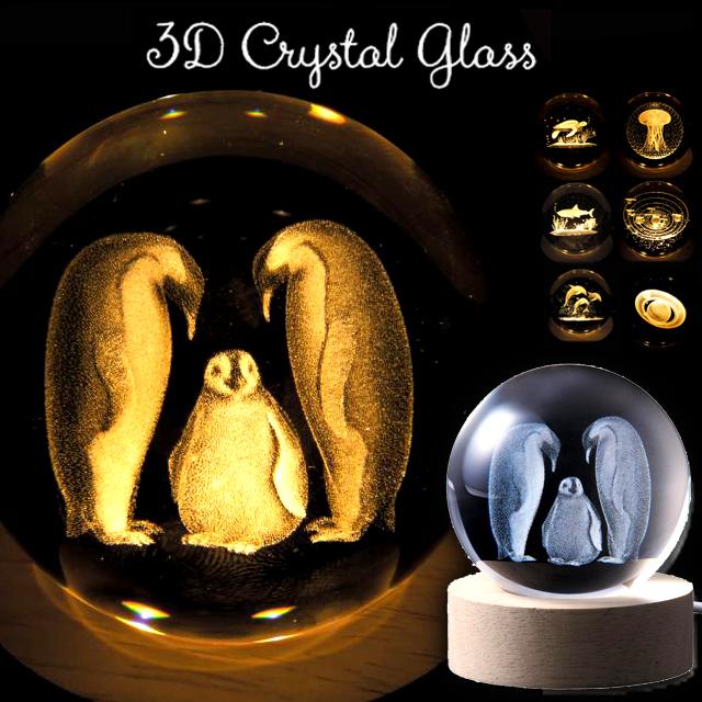 3DスカルプチャーLEDクリスタルボール 爆買 ギフト ムードランプ 幻想
