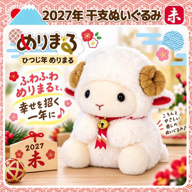 2027年 干支ぬいぐるみ「ひつじ年めりまる」 爆買 干支飾り ひつじ 羊