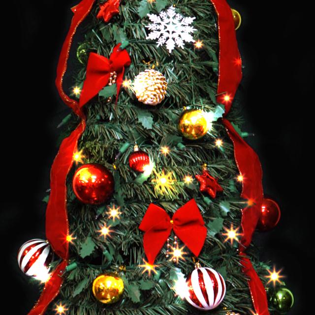 【おまけ付き】クリスマスツリー 180cm クリスマスツリー 折り畳みデコレーションツリー180cm／レッド