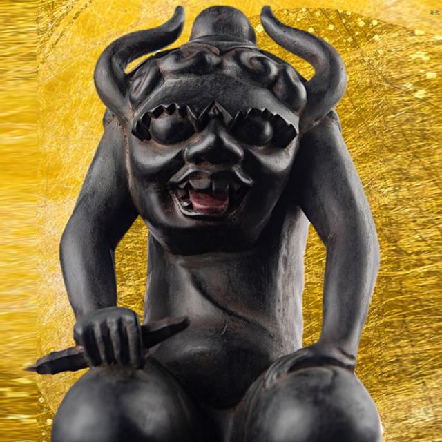 江戸時代後期幕末期頃凄まじい迫力大型寺社仏閣魔除厄除大棟鬼師鬼面細密造形時代古瓦 開運厄除け祈願 木製仏像 正因正因山実相院妙法寺祈祷開眼 『元三大師