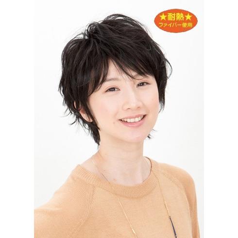 Lapin dor レディースウィッグ ラッフルショート(スタンダードブラック)（ラパンドアール/フルウィッグ/髪/ヘアー/イメージチェンジ） Lapin d'or レディースウィッグ ラッフルショート(スタンダード