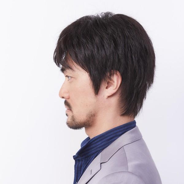 メンズウィッグ「オム・リーブル」カジュアルスタイル02 ナチュラルブラック（LIBRE 男性用かつら 人毛ミックス 高級ウィッグ 総手植え 白髪交じり)の画像