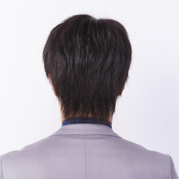 メンズウィッグ「オム・リーブル」カジュアルスタイル02 ナチュラルブラック（LIBRE 男性用かつら 人毛ミックス 高級ウィッグ 総手植え 白髪交じり)の画像