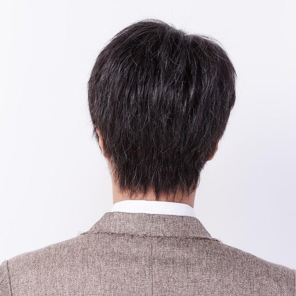 メンズウィッグ「オム・リーブル」カジュアルスタイル03 グレー白髪ミックス（LIBRE 男性用かつら 人毛ミックス 高級ウィッグ 総手植え 白髪交じり） メンズウィッグ「オム・リーブル」カジュアルスタイル03 グレー白髪