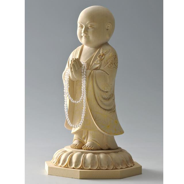 天然檜一刀彫り 願いを叶える微笑み地蔵菩薩 (健康長寿 金財運 仕事運