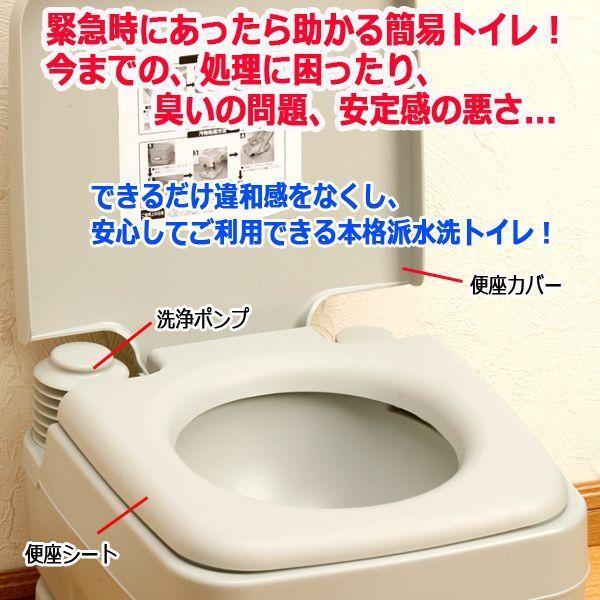 ダブルウォッシャー強力洗浄！電力不要のポータブル水洗トイレ[20L