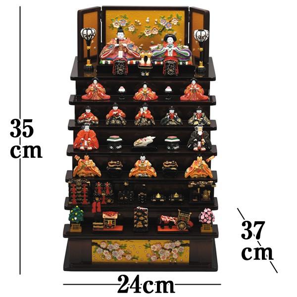 雛人形・彩寿雛木製七段飾り(茶)(卓上ミニひな人形,陶器製,コンパクト,5段飾り,初節句,女の子,ギフト,贈り物,プレゼント,雛祭り,3月3日)|premium-pony|02