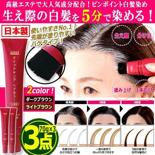 ピンポイント白髪染め5分で染める！クイックヤングヘアカラー[3点