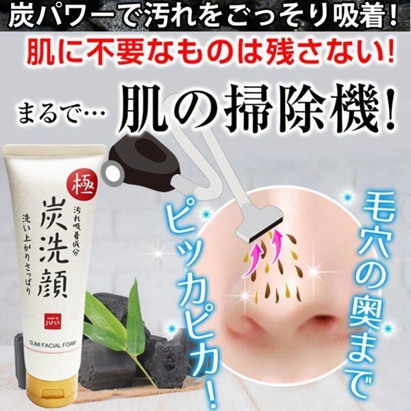 毛穴の奥まで汚れ吸着！「極炭洗顔」1点(ヒアルロン酸 コラーゲン 美白