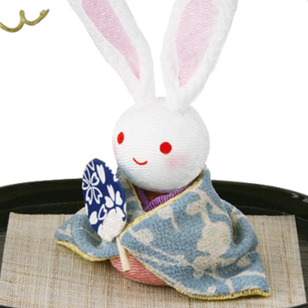 卓上和のインテリア小物「かご付兎 朝顔」 (夏飾り 日本製 おしゃれ