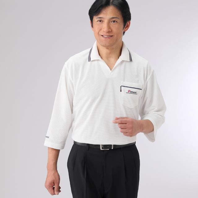 Pierucci（ピエルッチ）スキッパー襟鹿の子7分袖シャツ3色組 (メンズ