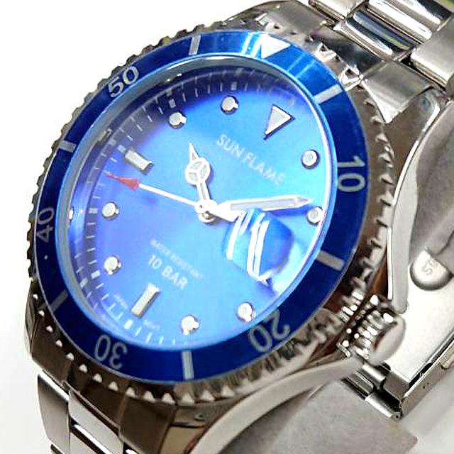 日本製メンズ10気圧防水スポーツメタルウォッチ（男性用 紳士用 腕時計