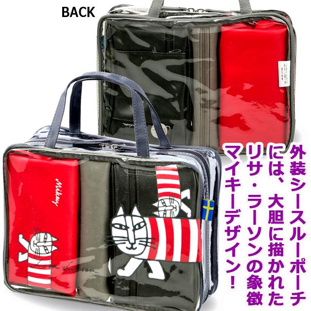 Lisa Larsonシースルートラベルポーチ4点セット 化粧品 旅行 クリア