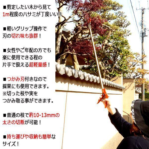 長すぎないから使いやすい！超軽量高枝切りバサミ1M (実 採果 つかみ刃
