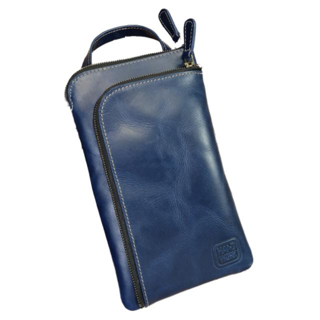 ハンドワーク「牛革製モバイルポーチ」 (メンズ ショルダーポーチ