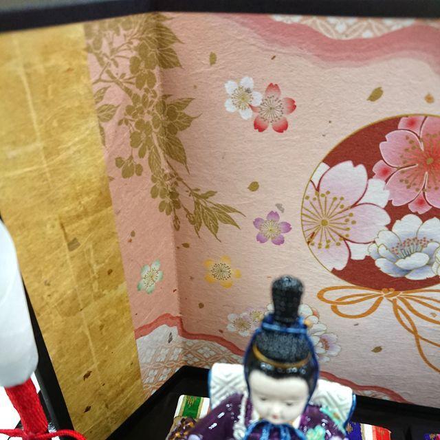 雛人形・内裏雛紫都香燭台付和紙屏風 (卓上 ミニひな人形 コンパクト