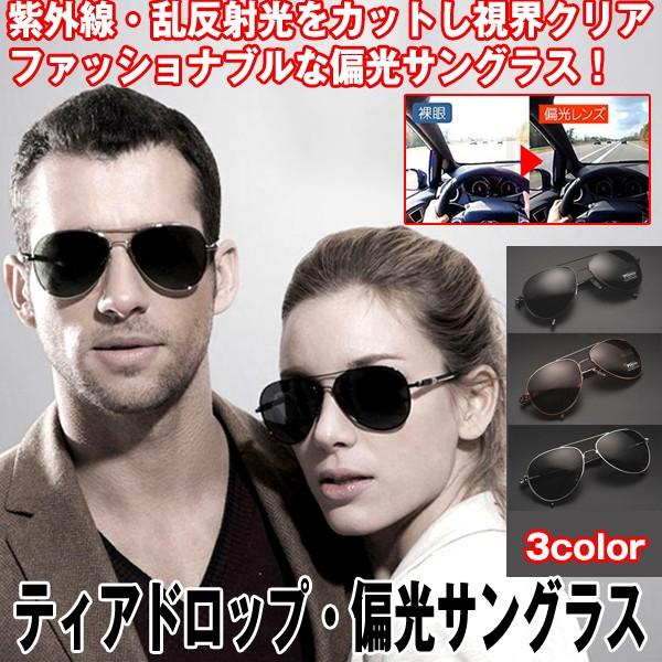ティアドロップ偏光サングラス (紫外線防止 乱反射光カット 釣り用