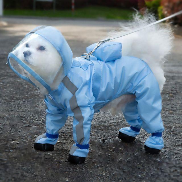 雨でも快適ワンちゃん散歩！「フルカバーペットレインコート」 (犬の