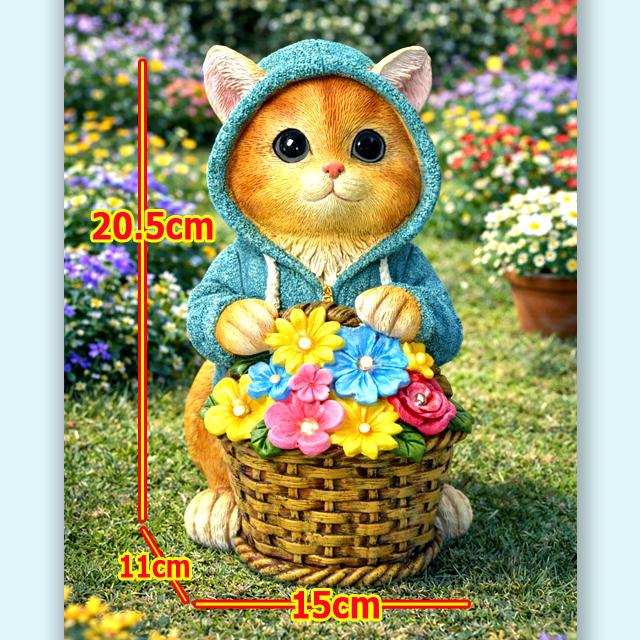 パーカーにゃんこが灯す幸せの花かごガーデンライト 爆買 ソーラー充電