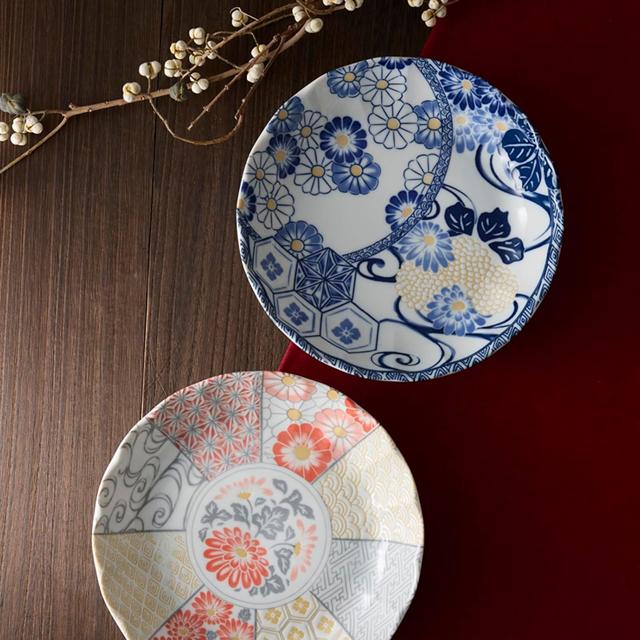 日本製 和食器 華祥瑞 深皿2枚セット 爆買 和柄 吉祥柄 大皿 約直径