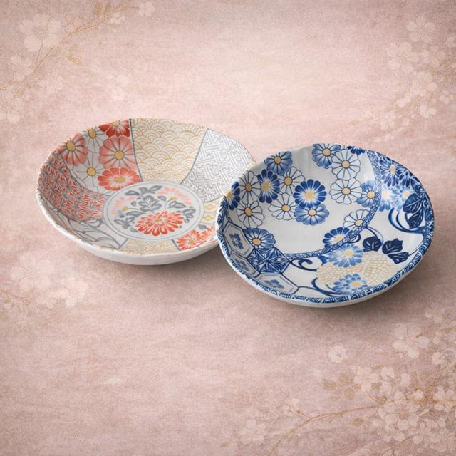 日本製 和食器 華祥瑞 深皿2枚セット 爆買 和柄 吉祥柄 大皿 約直径