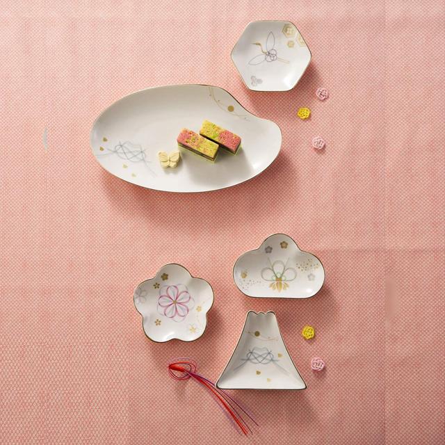 日本製 和食器 縁-yukari-五様小皿揃 爆買 小皿5枚セット 縁起物 吉祥