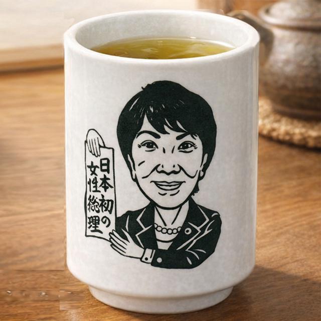 日本製高市首相湯呑 爆買 似顔絵入り 高市早苗 第104代内閣総理大臣 令