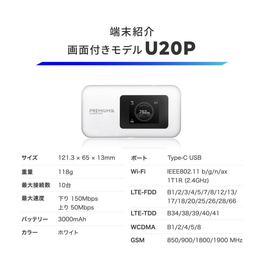 PREMIUM モバイルWiFi U20P 100GB 365日 Amazon.co.jp: 【新モデル】国内メーカー直営 ポケット WiFi
