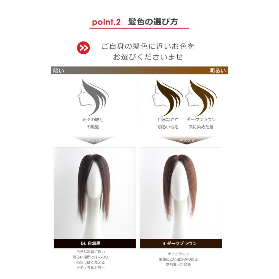 中面積 8×12cm トップピース 人毛 ヘアピース 白髪隠し 自然 通気性 分け目自由 高品質 総手植え 35cm 白髪かくし 薄毛対策 私元気BHADBS812 | 私元気 | 19