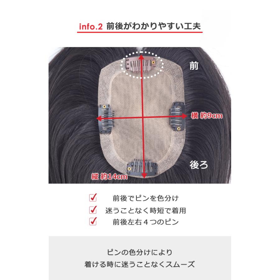 部分ウィッグ 全国カット 返品交換OK 大面積 9×14cm 自然 通気性 分け目自由 人毛 総手植え 白髪かくし 25cm ヘアピース 私元気 BHADS914-25の画像