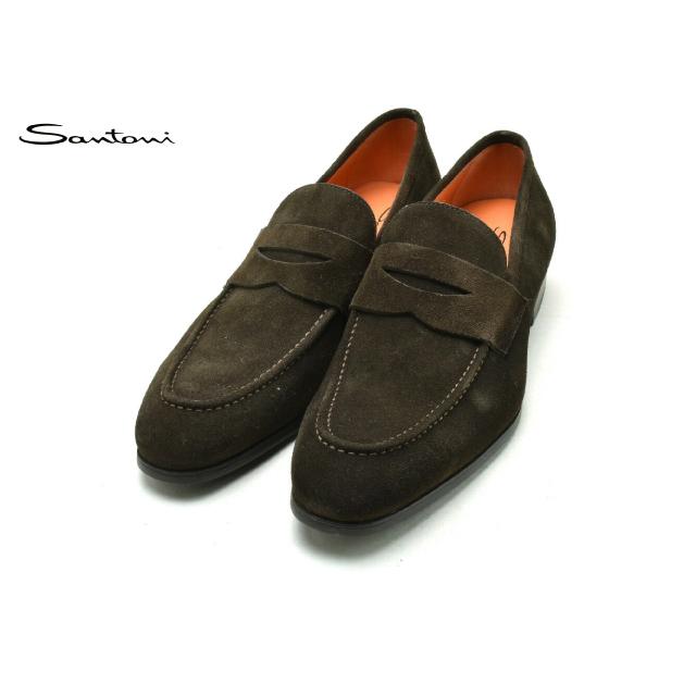 サントーニ Santoni ローファー ダークブラウウンスエード 14944 メンズ ビジネス ドレス :santoni-14944ywt50