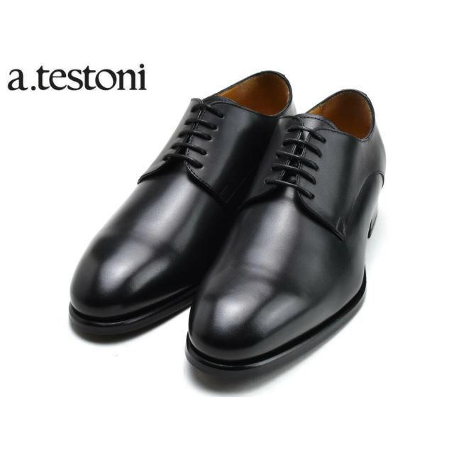 【未使用】a. testoni 靴　黒 6 1/2 a. testoni（ア・テストーニ） プレーントゥ a.testoni MS47679 メンズ