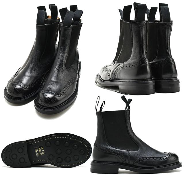 トリッカーズ レディース ウィングチップ サイドゴアブーツ ブーツ TRICKER'S BLACK OLIVVIA DEER SIDEGORE BOOT ダイナイトソール L2754 ブラックの画像