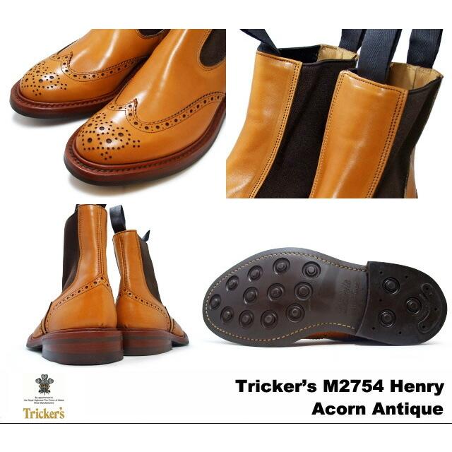 トリッカーズ カントリーブーツ サイドゴア エイコンアンティーク ウィングチップ メンズ ブーツ サイドゴアブーツ Tricker's M2754 Henry Elastic Brogu…の画像