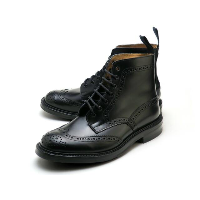 トリッカーズ カントリーブーツ ストウ ウィングチップ ブラック ボックス カーフ ダイナイトソール メンズ ブーツ Tricker's M5634 Country Boot Stow B…
