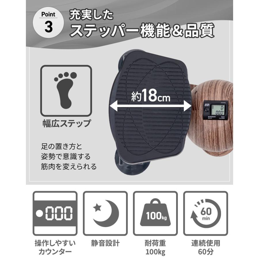 ＼2026NEW／ ワイド ツイストステッパー 木目調 Linne Curvis LIN550 ステッパー ツイストステッパー 1年保証 くびれ お腹痩せ 静音 体幹 ダイエット 健康器具 |  | 05