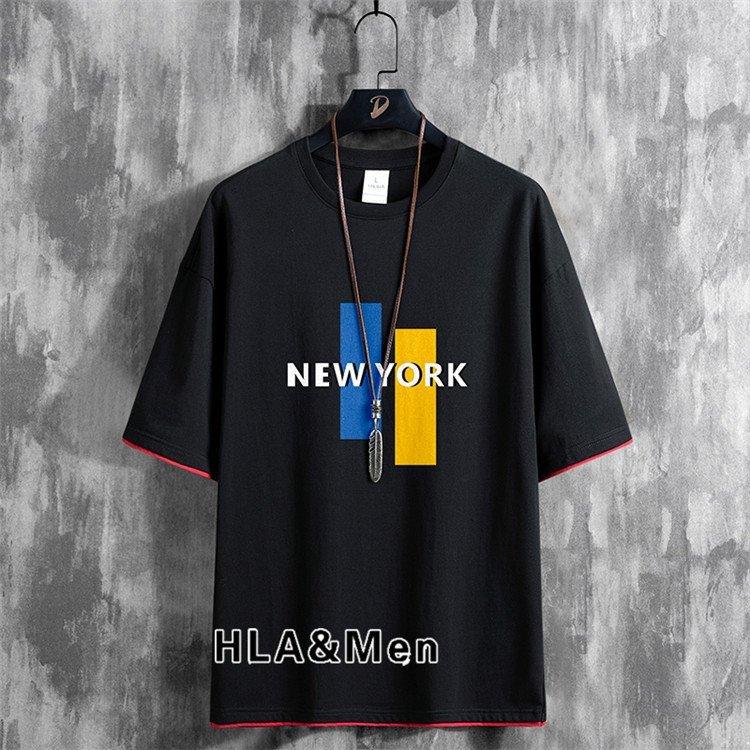 メンズtシャツ半袖tシャツ夏ティーシャツアメカジtシャツ丸首トップス重ね着配色 在庫あり