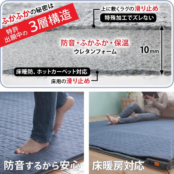 ラグ 下敷き 防音ふかふか下敷専用ラグ ふかピタ 230x170cm (3畳用) 厚手 | MUSTBUY | 01