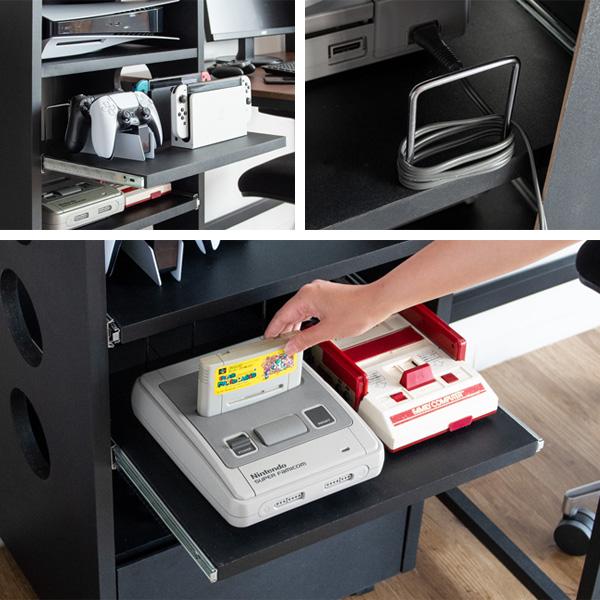 ゲーム機ラック デザイナーズゲームラック プレステ5収納 Switch収納 引き出し キャスター付き REGABO レガボ GRK-002 | 宮武製作所 | 10