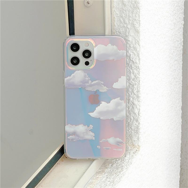 iPhoneケース オーロラ 雲 空 クリア スマホケース 韓国 雑貨